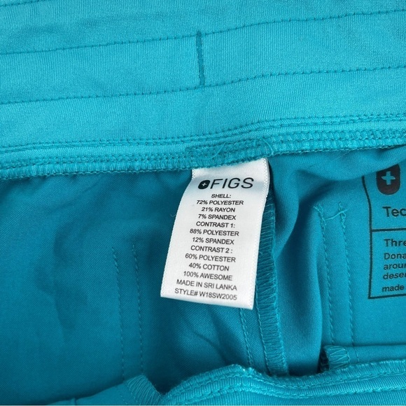 Figs Technical Collection Scrub Pants Womens Small Green Drawstring Cargo Pocket - Picture 3 of 11